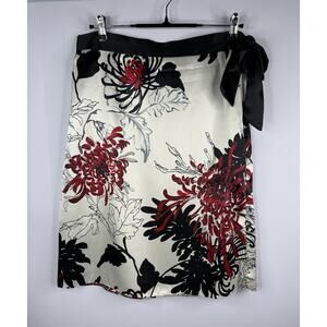 Ilyse Hart Ltd. Womens Sz 10 Satin Skirt Knee Length Y2K Asian Floral Whimsigoth